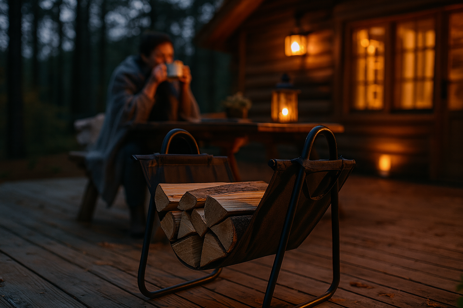 METALOWY STOJAK NA DREWNO Z PRZENOŚNĄ TORBĄ 40X45X50CM - obrazek 3