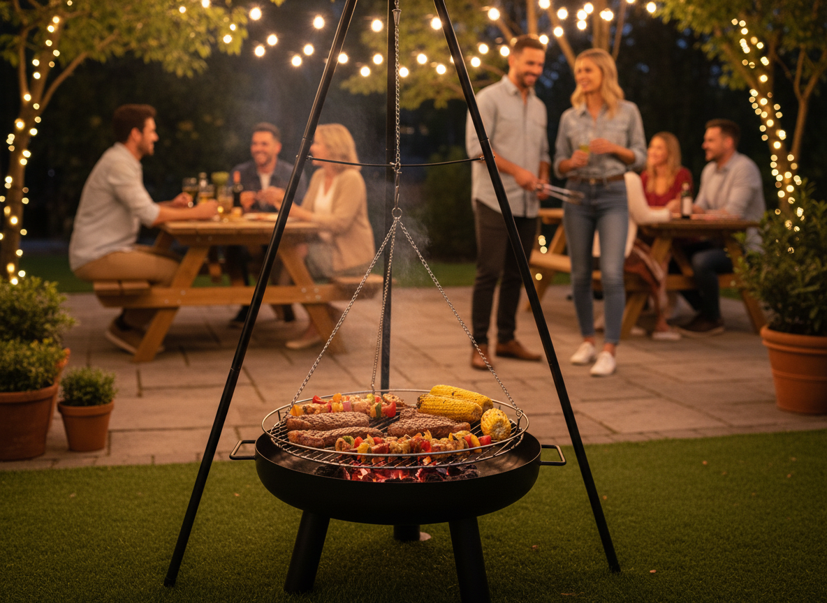 GRILL WISZĄCY REGULOWANY NA TRÓJNOGU 64,5 x 64,5 x 150 CM - obrazek 10