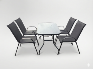 ZESTAW MEBLI OGRODOWYCH - STÓŁ 120 x 70 x 70 CM + 4 KRZESŁA 91 x 54 x 70 CM - CZARNY