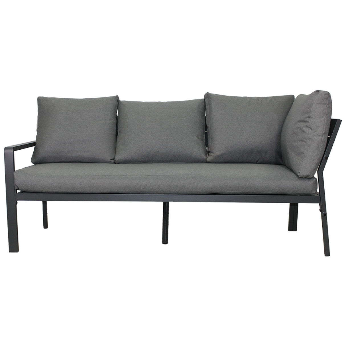 ZESTAW MEBLI ALUMINIOWYCH (SOFA NAROŻNA + PUFA + STOLIK) SZARY + SZARE PODUSZKI - obrazek 7