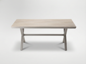 ALUMINIOWY STÓŁ OGRODOWY Z BLATEM POLYWOOD 180 x 100 x 75 CM BEŻOWY