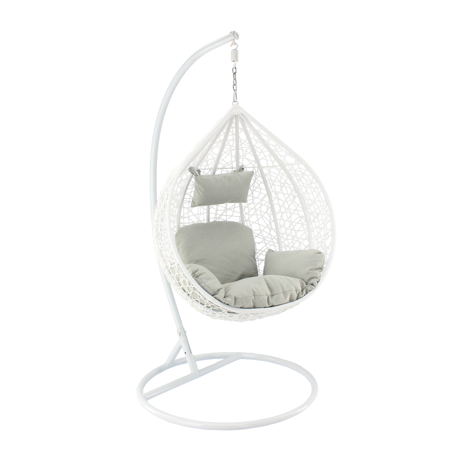 FOTEL WISZĄCY BIAŁY, PODUSZKA - SZARA, RAMA - BIAŁA 118X107XD68CM - obrazek 2
