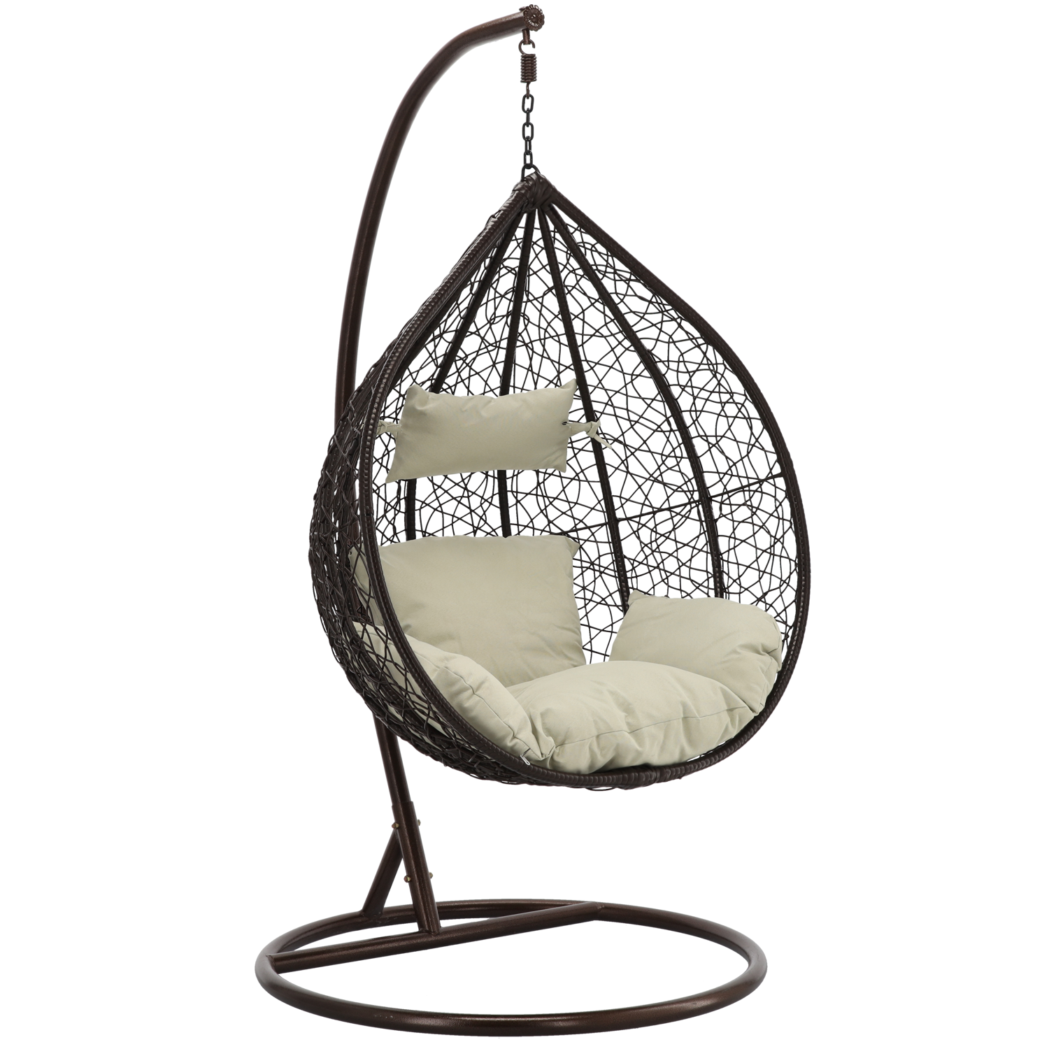 FOTEL WISZĄCY BRĄZ, PODUSZKA - BEŻOWA, RAMA - BRĄZOWA 118X107XD68CM - obrazek 2