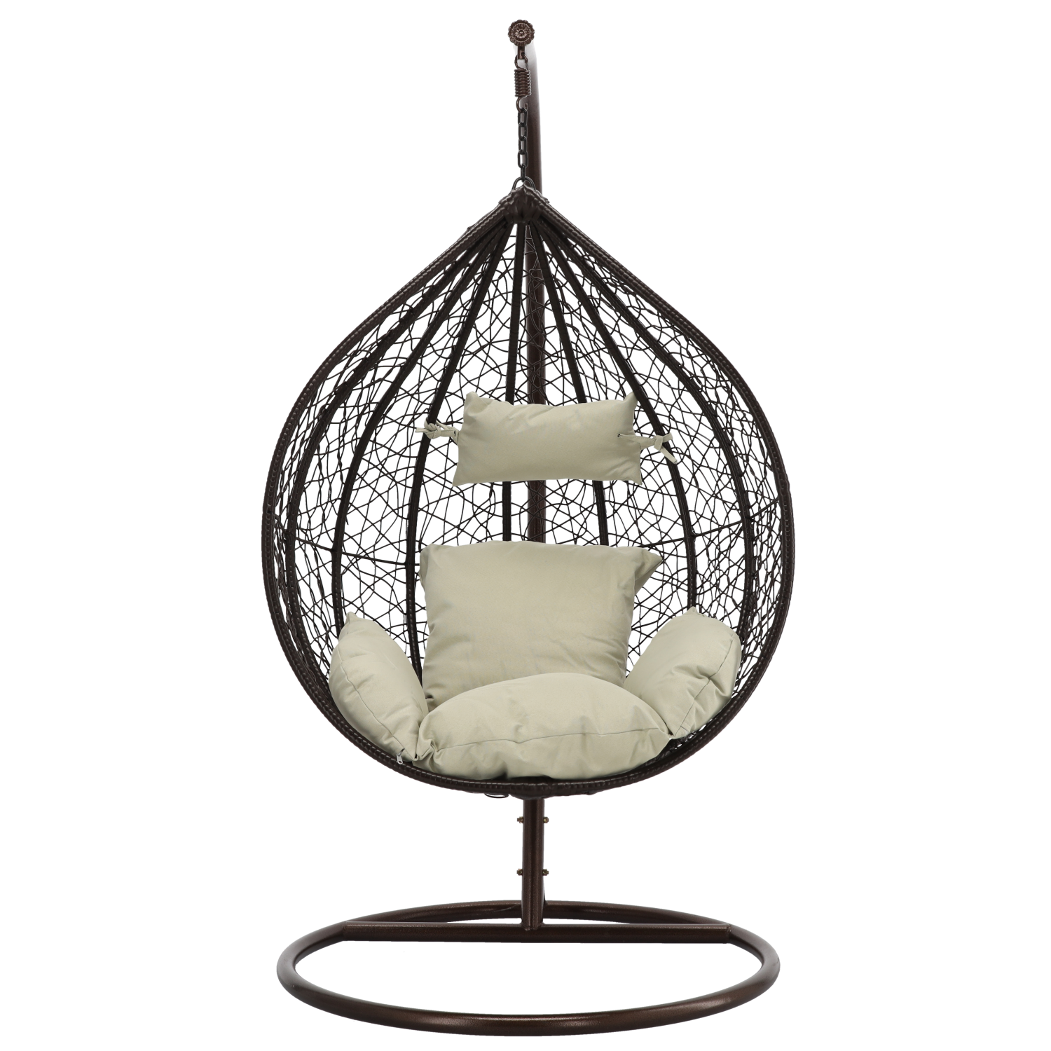 FOTEL WISZĄCY BRĄZ, PODUSZKA - BEŻOWA, RAMA - BRĄZOWA 118X107XD68CM - obrazek 4