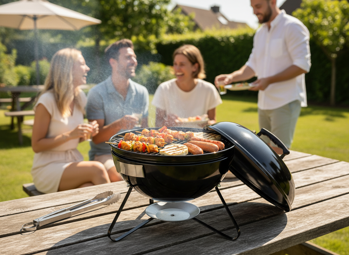 GRILL WĘGLOWY KULISTY NA NÓŻKACH Z POKRYWĄ 37 x 28/44 CM - obrazek 6