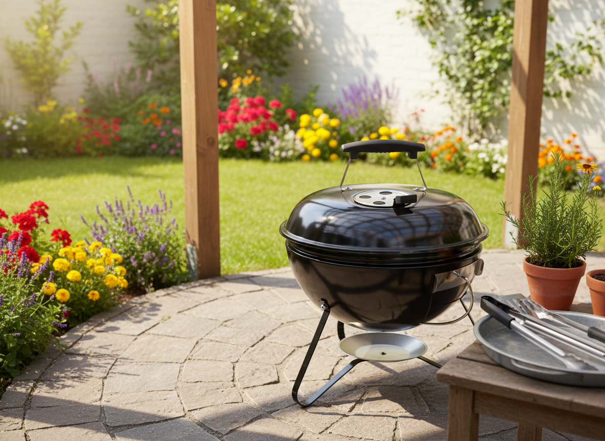 GRILL WĘGLOWY KULISTY NA NÓŻKACH Z POKRYWĄ 37 x 28/44 CM - obrazek 7
