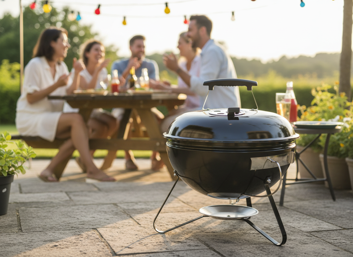 GRILL WĘGLOWY KULISTY NA NÓŻKACH Z POKRYWĄ 37 x 28/44 CM - obrazek 8
