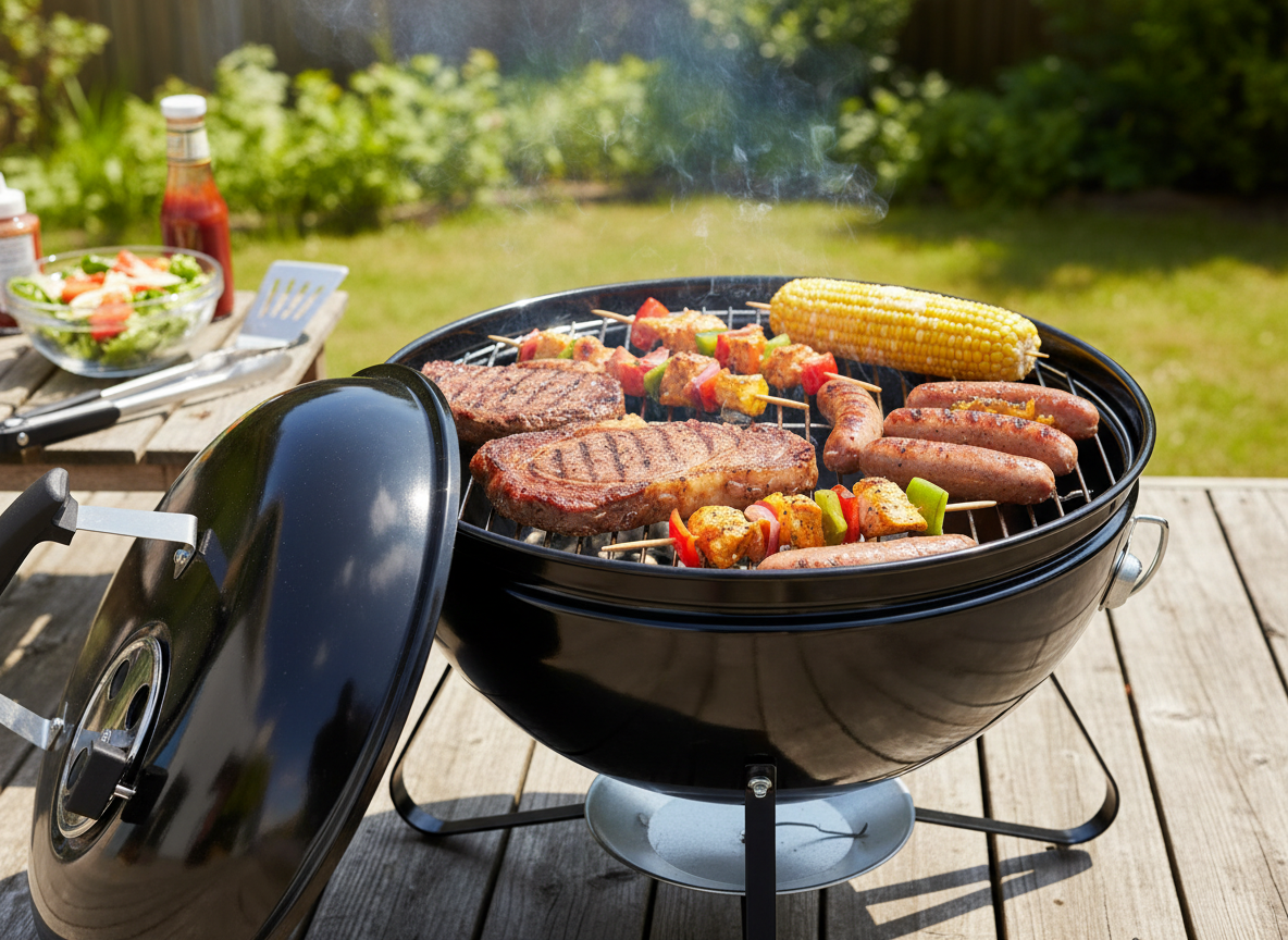 GRILL WĘGLOWY KULISTY NA NÓŻKACH Z POKRYWĄ 37 x 28/44 CM - obrazek 10