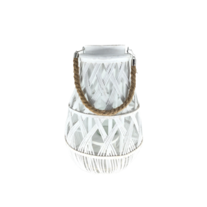 LAMPION 24 x 55 CM Z WKŁADEM SZKLANYM - BIAŁY