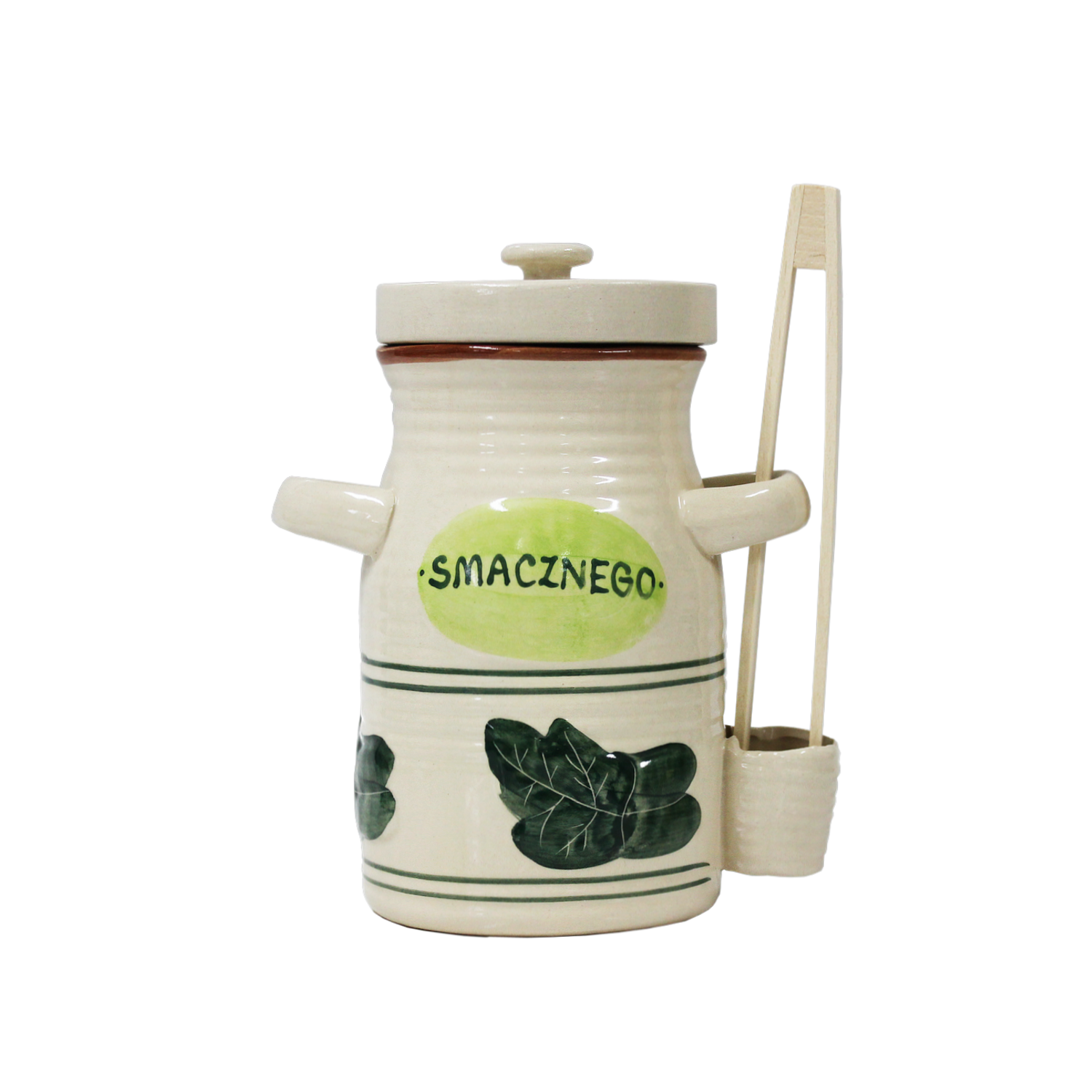 POJEMNIK CERAMICZNY 1,5L NA OGÓRKI ZE SZCZYPCAMI BIAŁY *3231 - obrazek 2