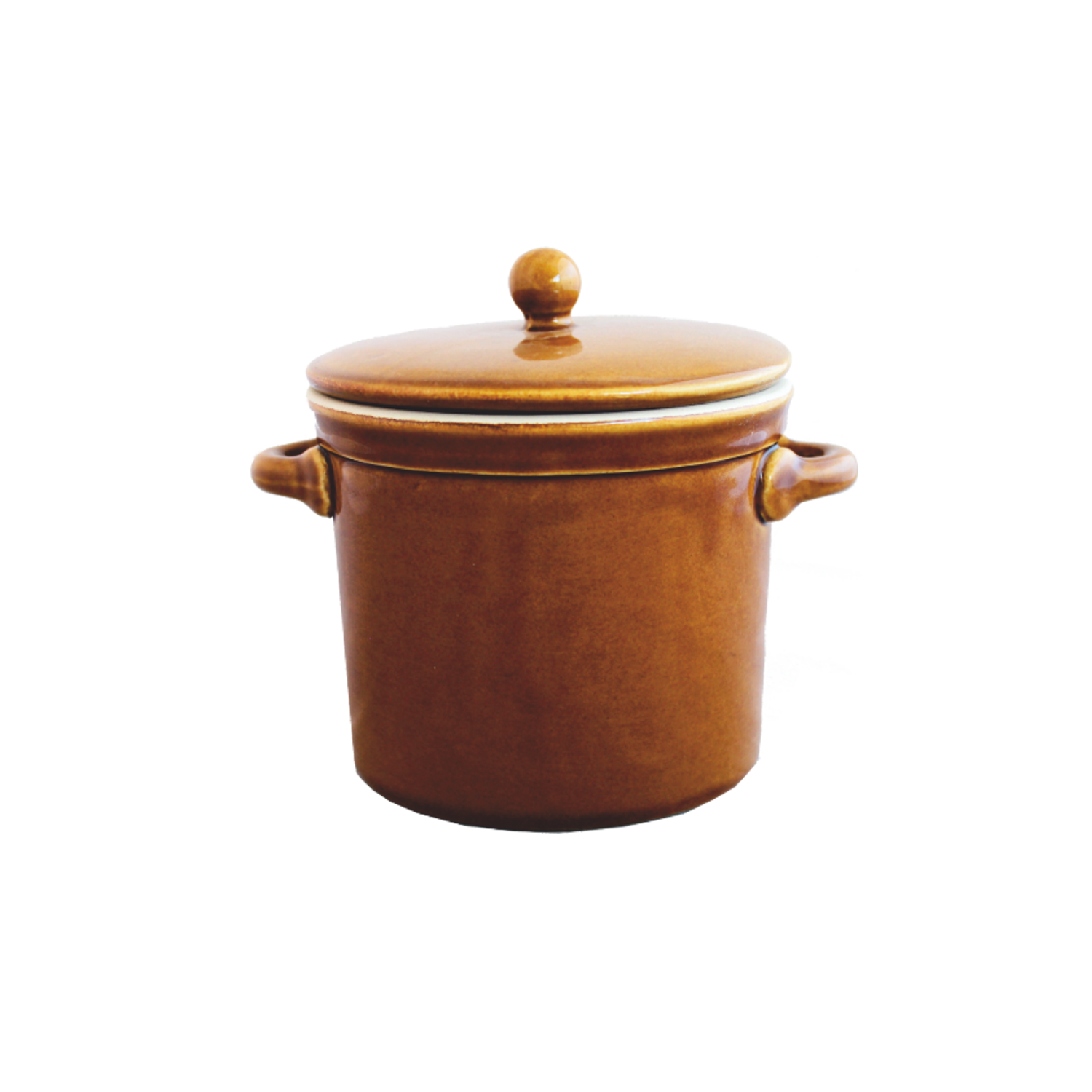 GARNEK CERAMICZNY 1L MIODOWY Z POKRYWĄ  *3149