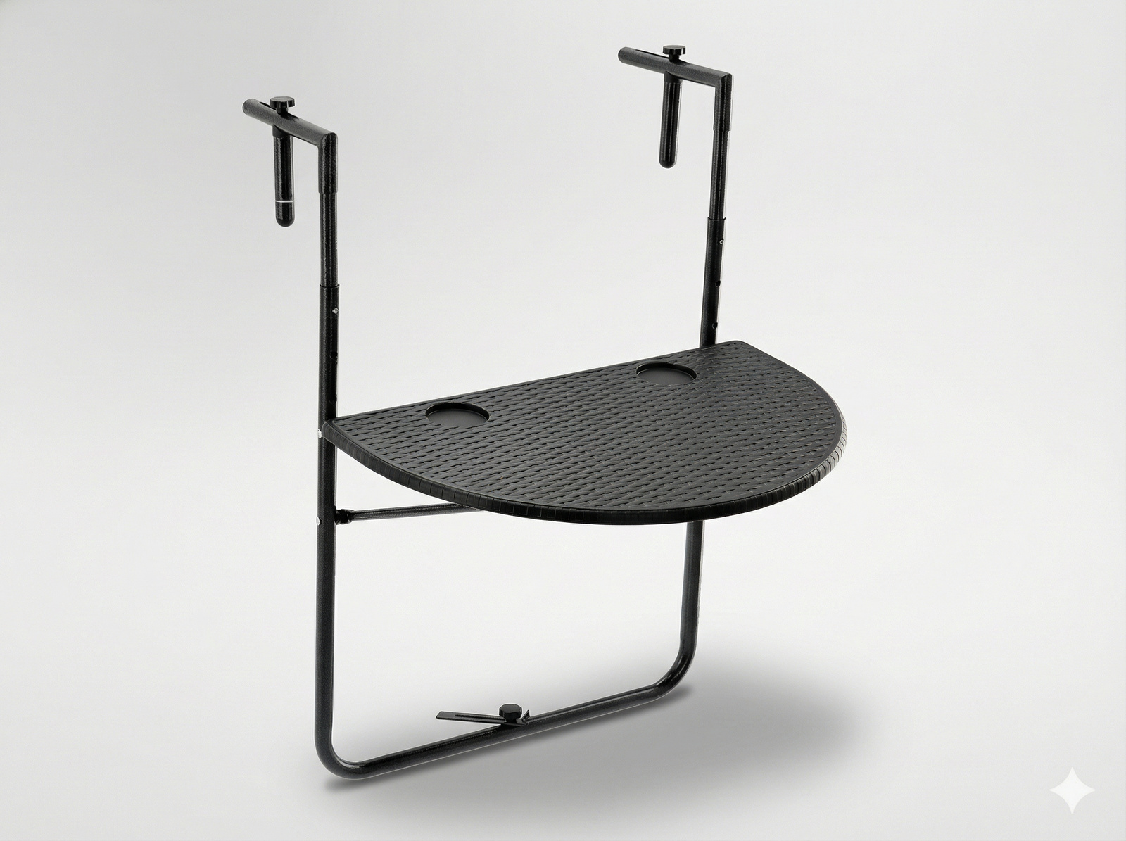 STÓŁ BALKONOWY WISZĄCY SKŁADANY 60 x 64 x 73-78.5 -83.5 CZARNY  *1022