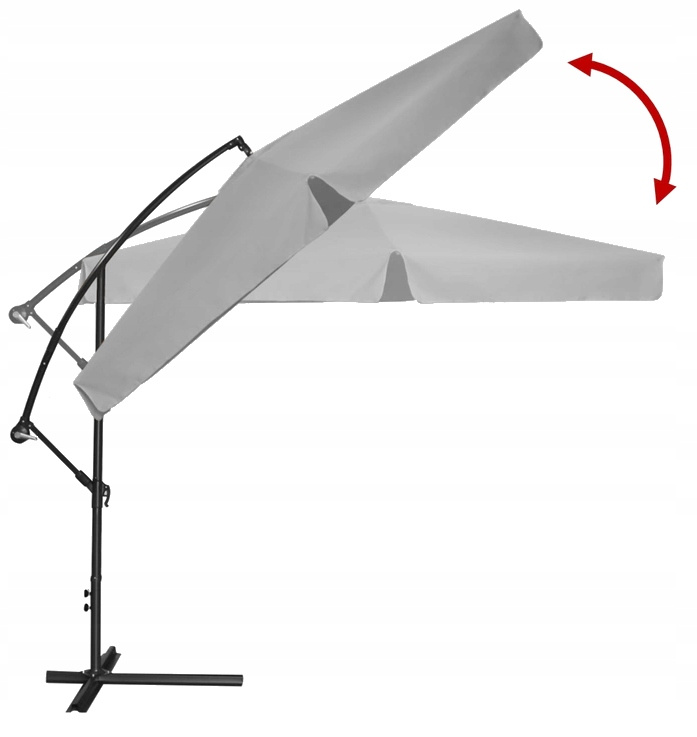 PARASOL OGRODOWY 3 M SZARY "BANANA" Z POKROWCEM Z LED - obrazek 7