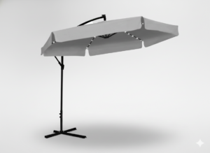 PARASOL OGRODOWY 3 M SZARY "BANANA" Z POKROWCEM Z LED