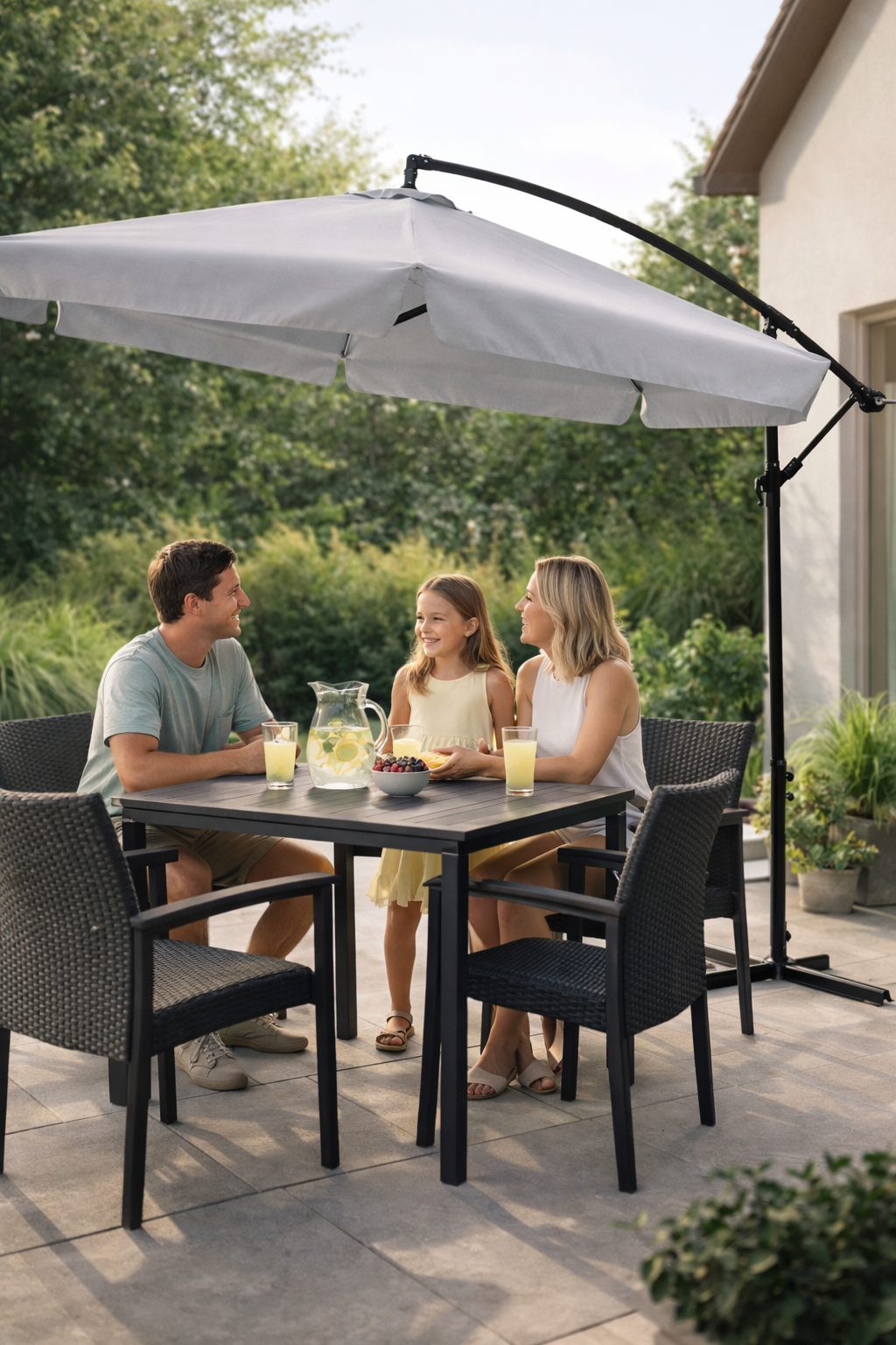 PARASOL OGRODOWY 3 M SZARY "BANANA" Z POKROWCEM Z LED - obrazek 9