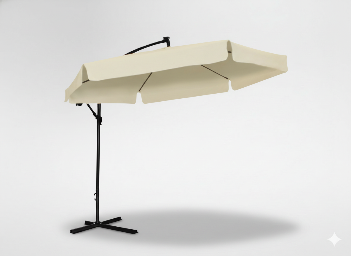 PARASOL OGRODOWY 3 M BEŻOWY "BANANA" Z POKROWCEM Z LED