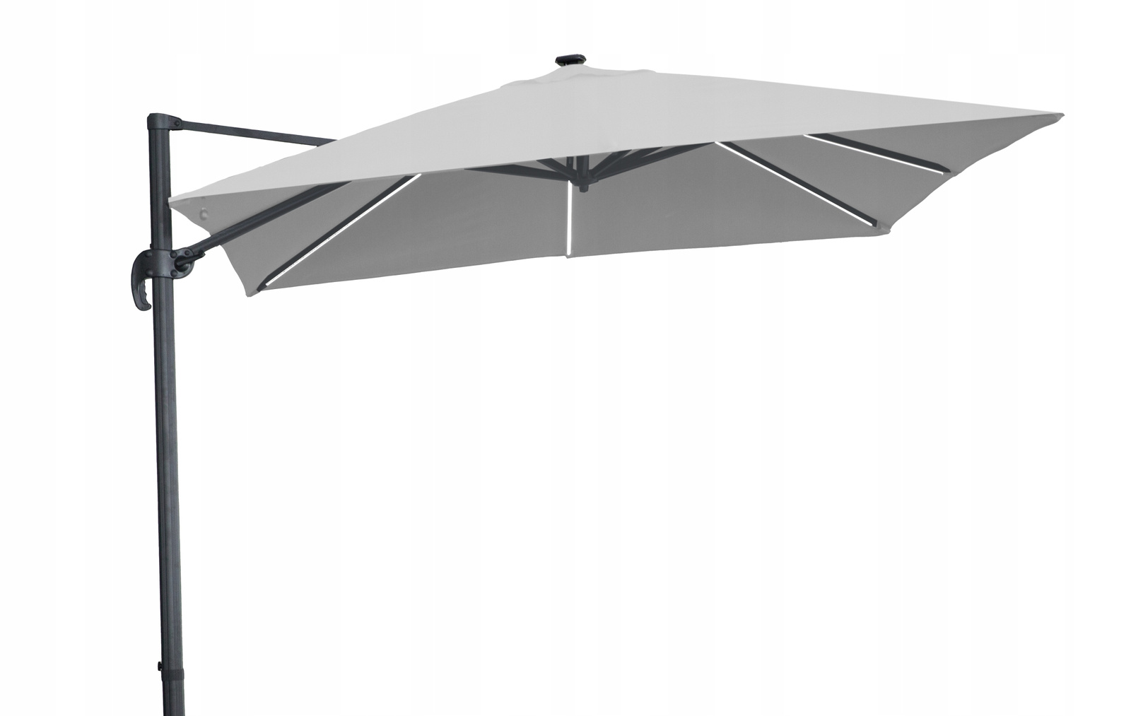 PARASOL OGRODOWY 3 x 3 M SZARY "ROMA" Z POKROWCEM Z LED - obrazek 2