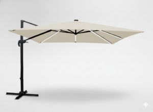 PARASOL OGRODOWY 3 x 3 M BEŻOWY "ROMA" Z POKROWCEM Z LED