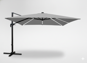 PARASOL OGRODOWY 3 x 4 M SZARY "ROMA" Z POKROWCEM Z LED