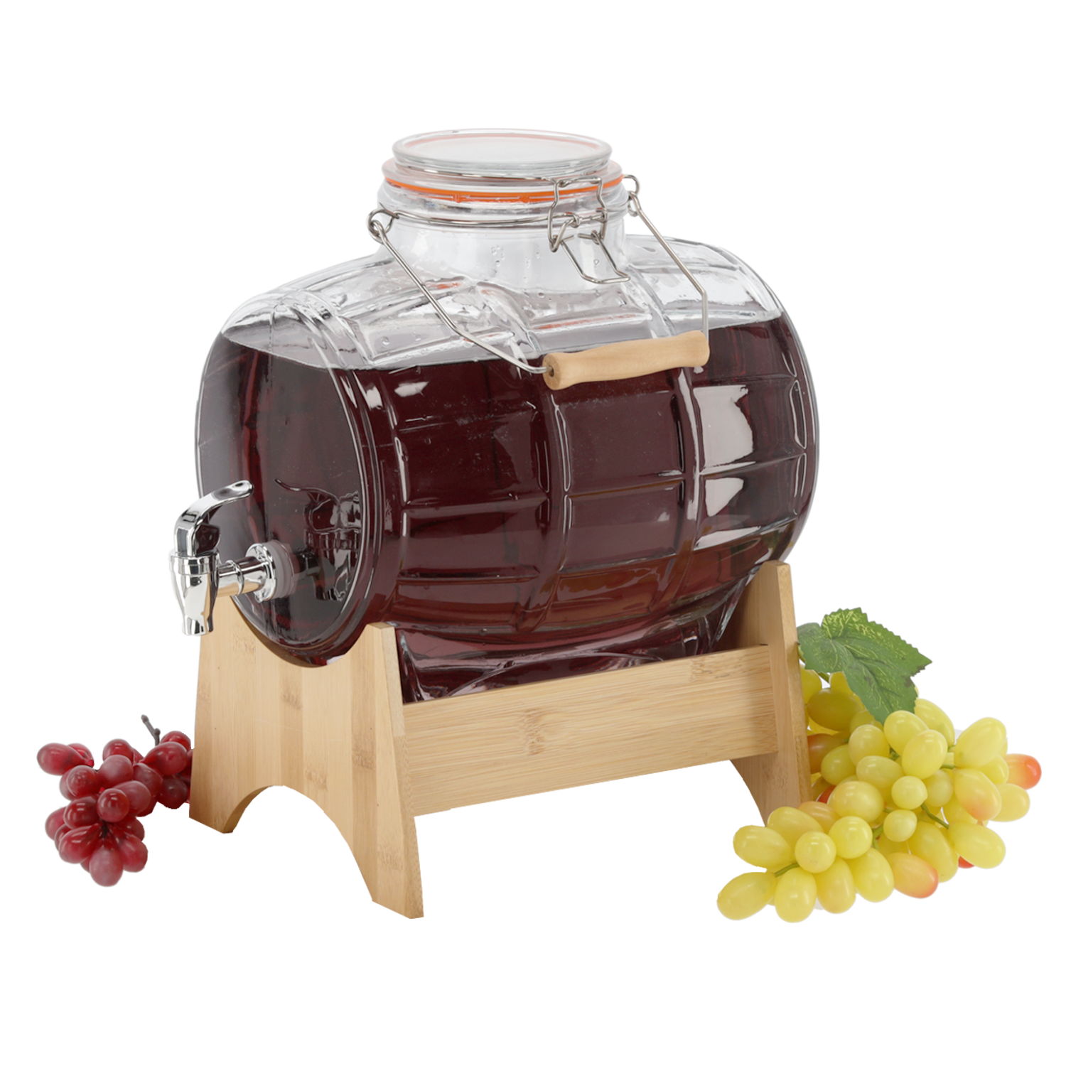 BECZUŁKA 8L NA BAMBUSOWEJ PODSTAWCE Z KRANIKIEM, UCHWYTEM I MECHANICZNYM ZAPIĘCIEM *1722 - obrazek 2