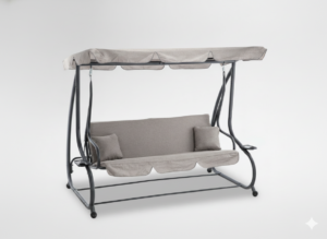 HUŚTAWKA OGRODOWA 210 x 120 x 170 cm SZARY MELANŻ Z FUNKCJĄ LEŻANKI