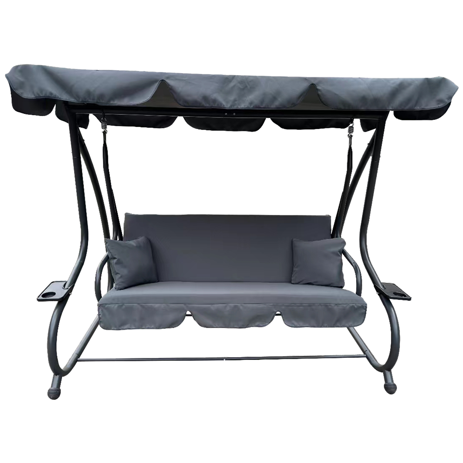 HUŚTAWKA OGRODOWA 210 x 120 x 170 cm ANTRACYT Z FUNKCJĄ LEŻANKI - obrazek 2