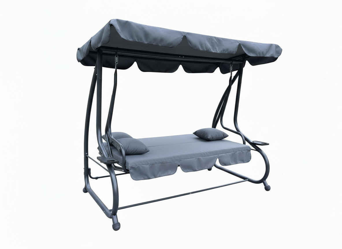 HUŚTAWKA OGRODOWA 210 x 120 x 170 cm ANTRACYT Z FUNKCJĄ LEŻANKI - obrazek 3