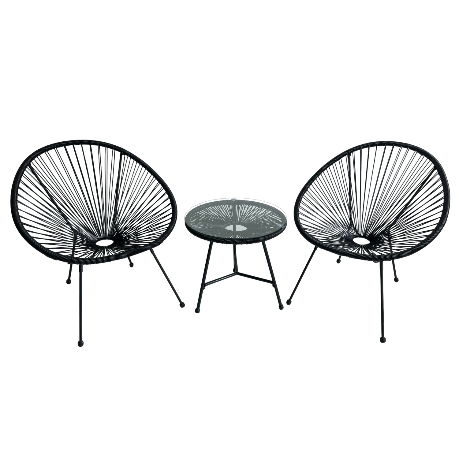 ZESTAW MEBLI OGRODOWYCH (2 KRZESŁA, STOLIK) - CZARNY - obrazek 2