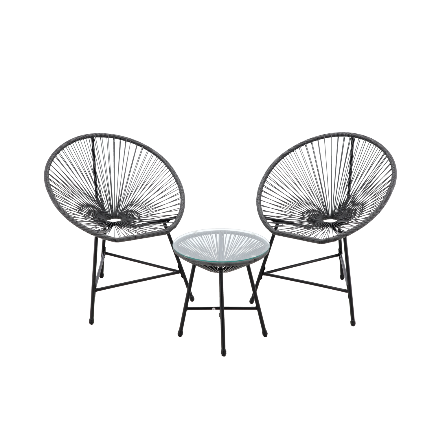 ZESTAW MEBLI OGRODOWYCH (2 KRZESŁA, STOLIK) - SZARY - obrazek 2