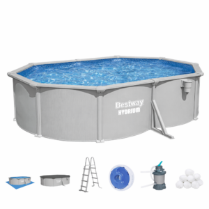 BASEN STELAŻ 5,0m x 3,60m x 1,20m (BASEN, POMPA FILTRUJĄCA, DRABINKA, PODŁOGA)