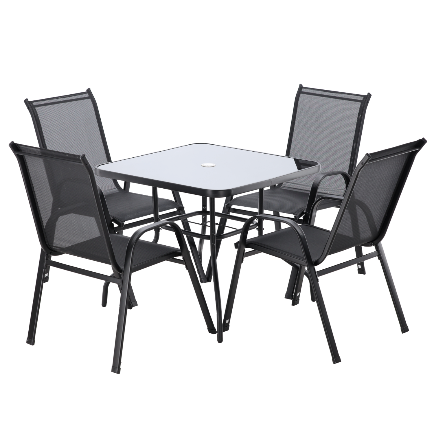ZESTAW MEBLI OGRODOWYCH - 4 KRZESŁA + KWADRATOWY STOLIK - CZARNY - obrazek 2
