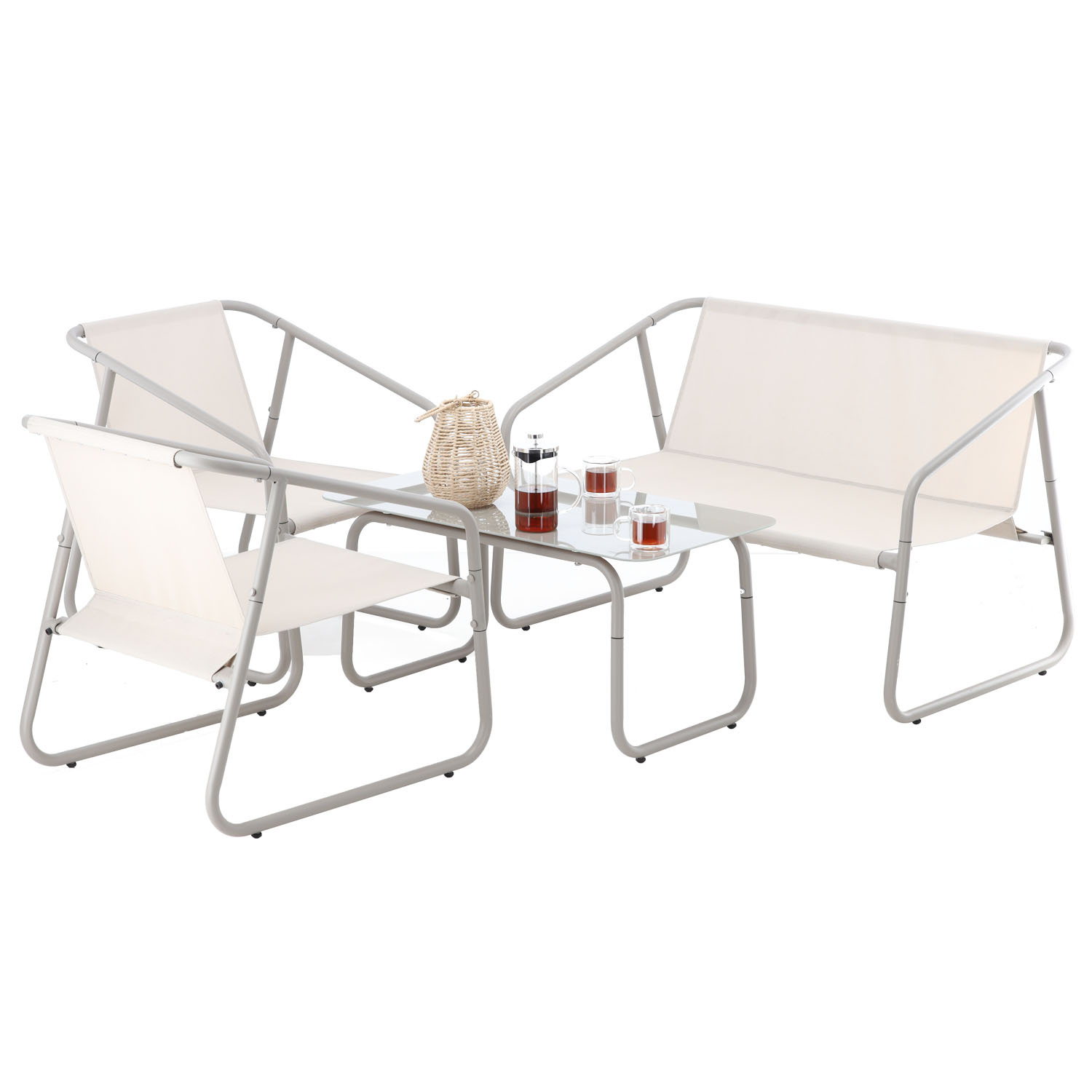 ZESTAW MEBLI OGRODOWYCH - SOFA, 2 KRZESŁA, STOLIK - BEŻOWY *3811 - obrazek 3