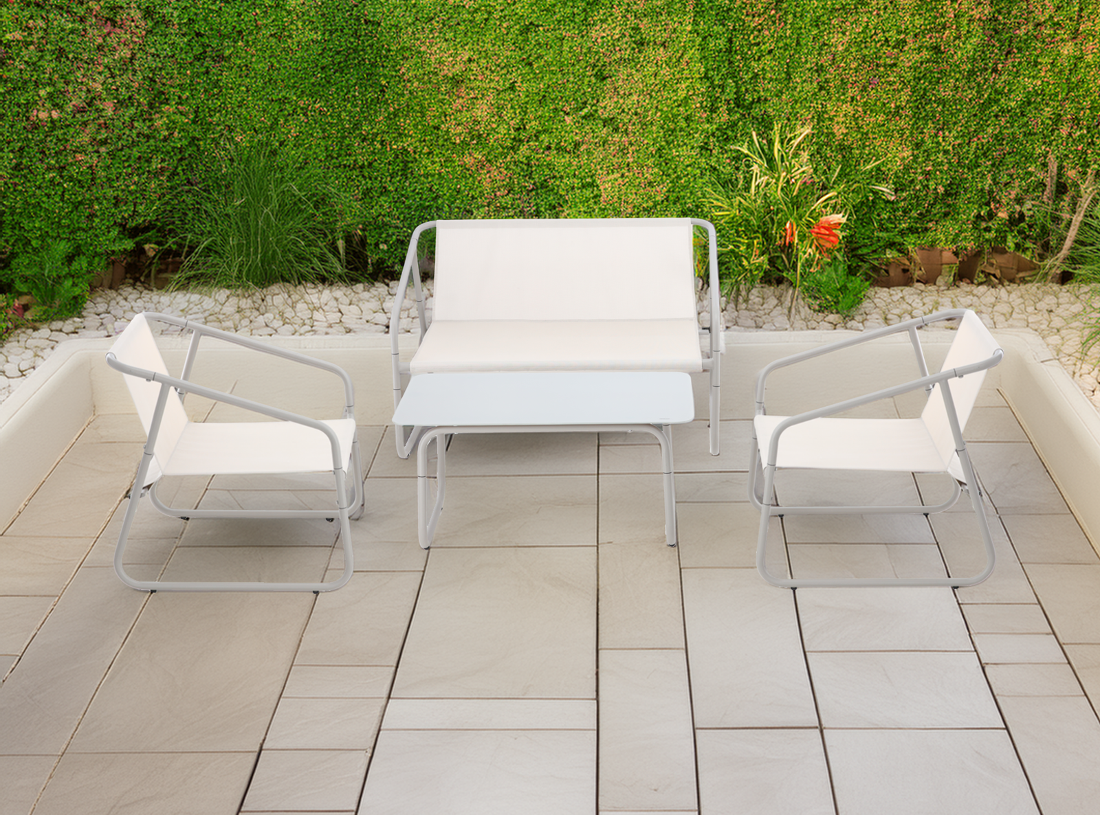 ZESTAW MEBLI OGRODOWYCH - SOFA, 2 KRZESŁA, STOLIK - BEŻOWY *3811 - obrazek 7