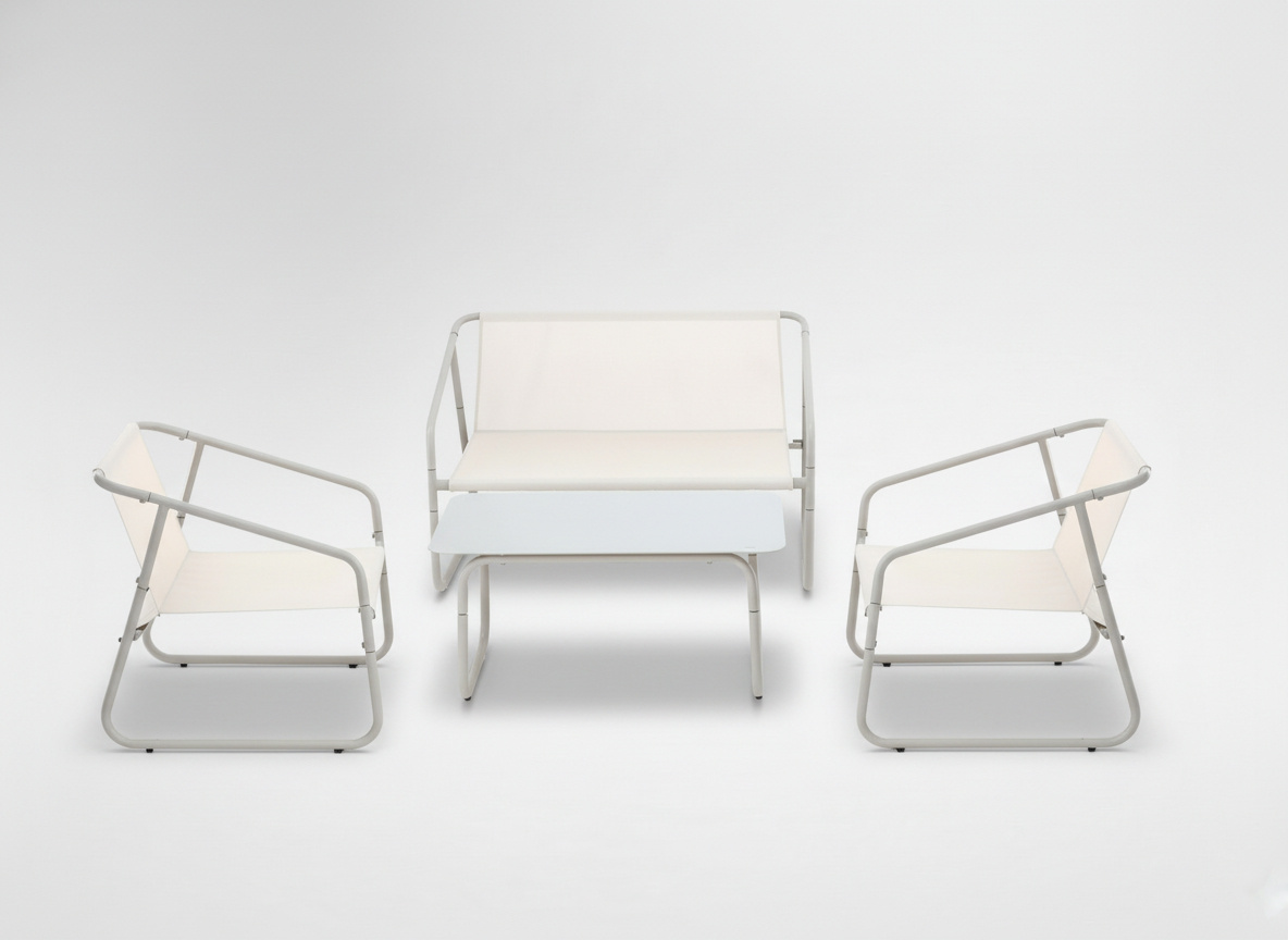 ZESTAW MEBLI OGRODOWYCH - SOFA, 2 KRZESŁA, STOLIK - BEŻOWY *3811