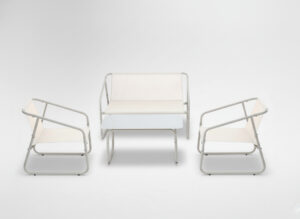ZESTAW MEBLI OGRODOWYCH - SOFA, 2 KRZESŁA, STOLIK - BEŻOWY *3811