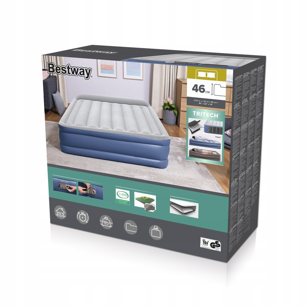 MATERAC DMUCHANY 203 X 152 X 46 CM Z WBUDOWANĄ POMPKĄ*9214 *5726 *9689 - obrazek 7