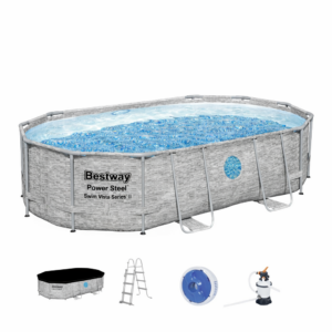 BASEN STELAŻOWY OWALNY RATTAN  4,88 x 3,05 x 1,07 M (BASEN, FILTR PIASKOWY, DRABINKA, POKRYWA, DOZOWNIK)