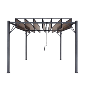 PERGOLA OGRODOWA Z RUCHOMYMI LAMELAMI Z POLIWĘGLANU 3 x 3 M BRĄZOWA
