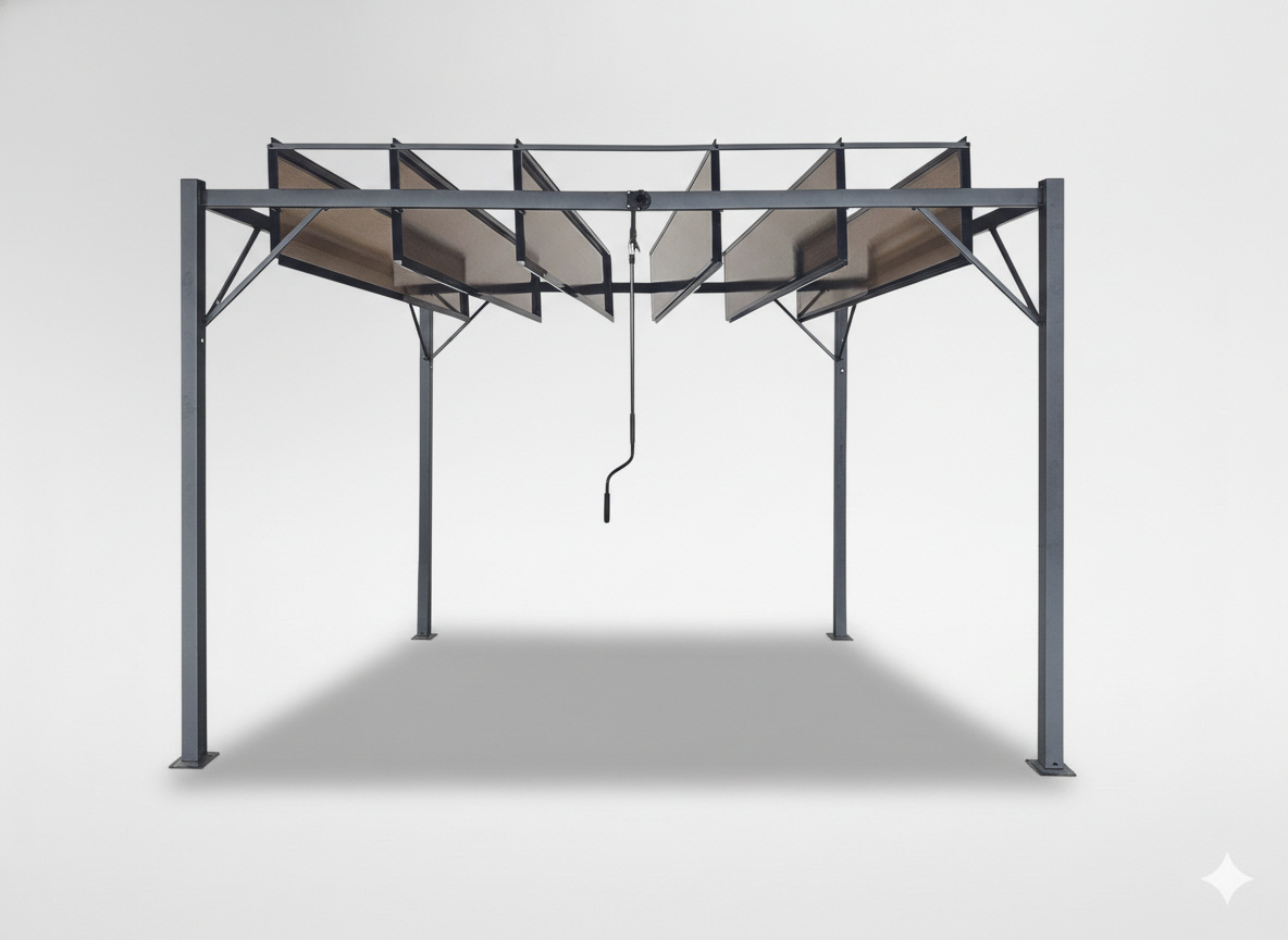 PERGOLA OGRODOWA Z RUCHOMYMI LAMELAMI Z POLIWĘGLANU 3 x 3 M BRĄZOWA - obrazek 5