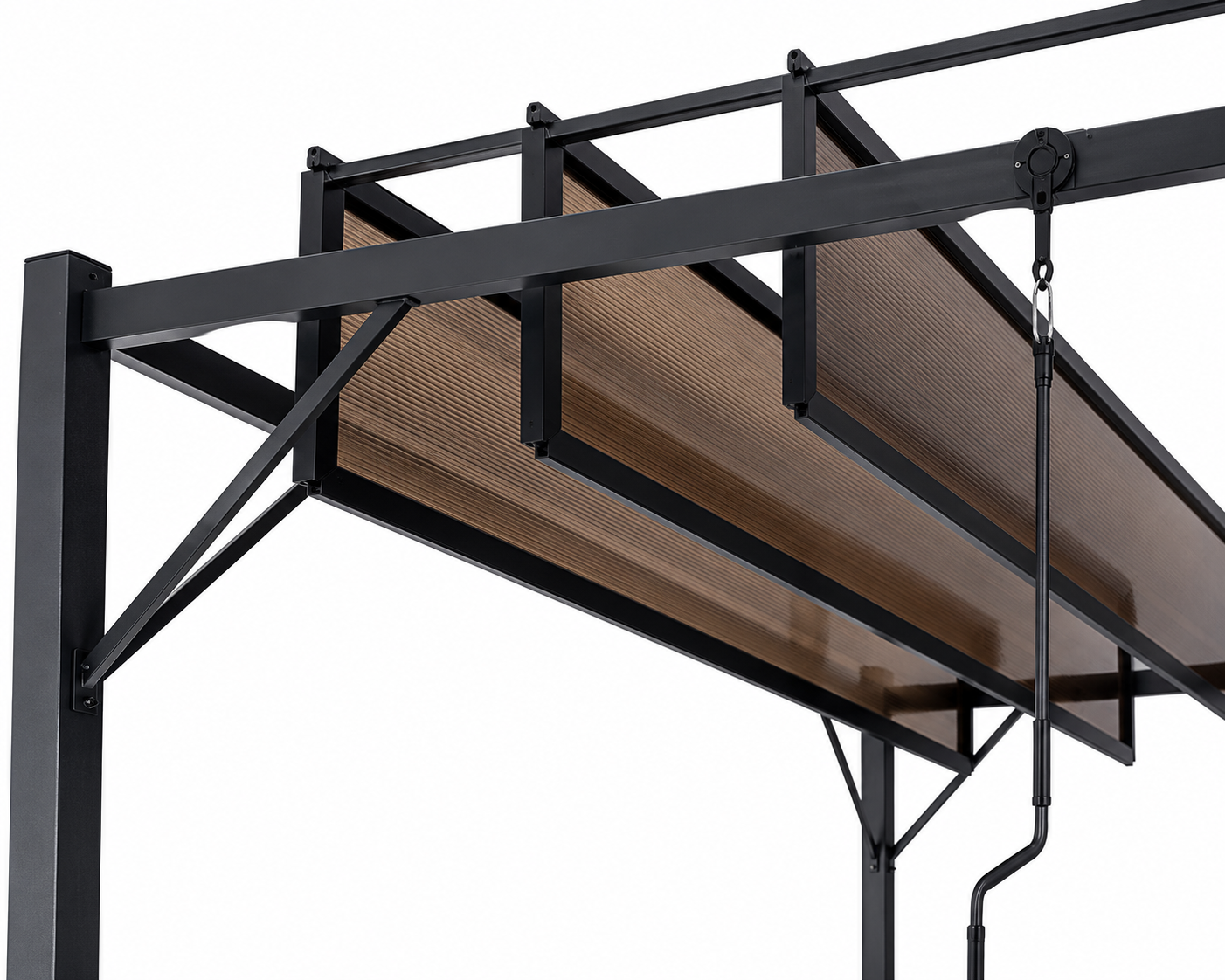 PERGOLA OGRODOWA Z RUCHOMYMI LAMELAMI Z POLIWĘGLANU 3 x 3 M BRĄZOWA - obrazek 3