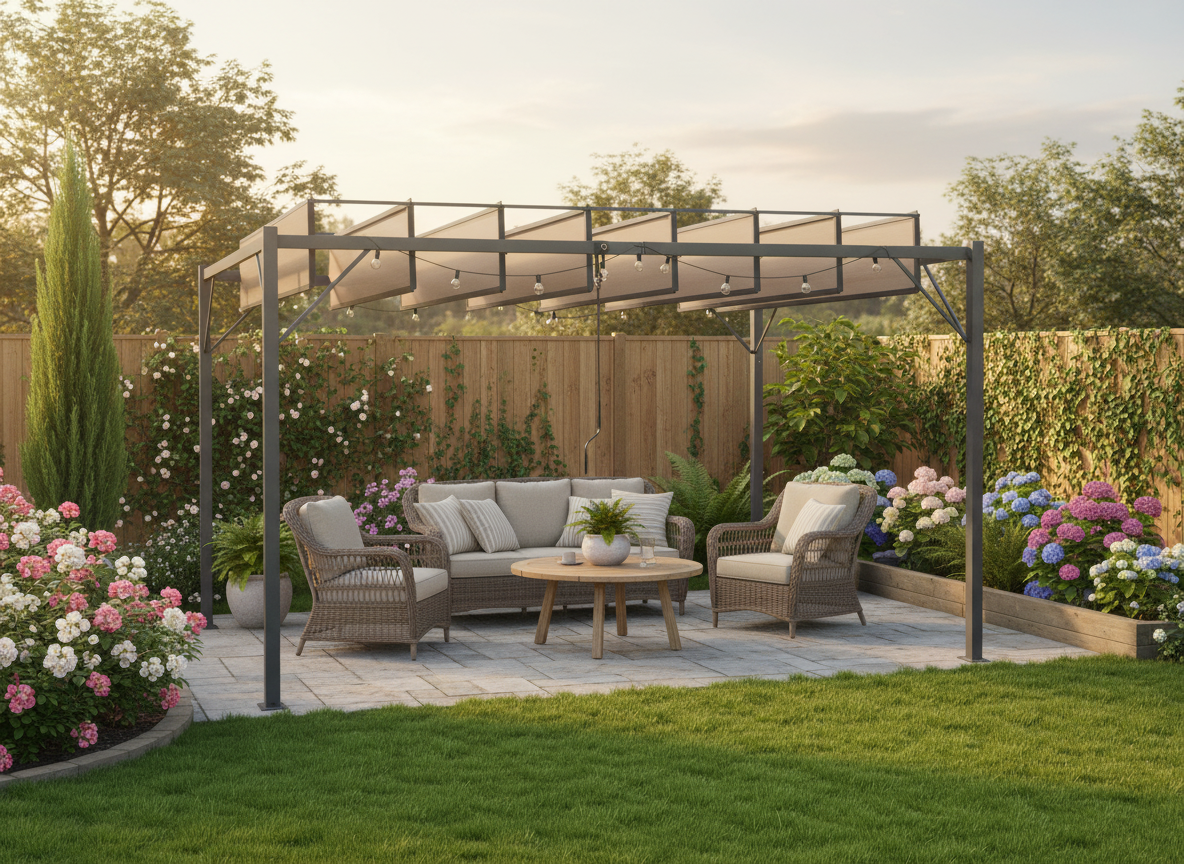 PERGOLA OGRODOWA Z RUCHOMYMI LAMELAMI Z POLIWĘGLANU 3 x 4 M BRĄZOWA - obrazek 6