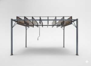 PERGOLA OGRODOWA Z RUCHOMYMI LAMELAMI Z POLIWĘGLANU 3 x 4 M BRĄZOWA