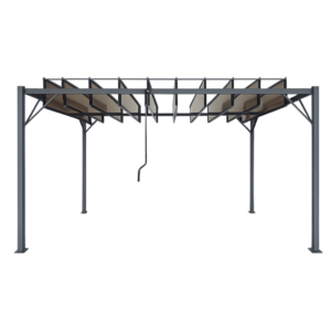 PERGOLA OGRODOWA Z RUCHOMYMI LAMELAMI Z POLIWĘGLANU 3 x 4 M BRĄZOWA