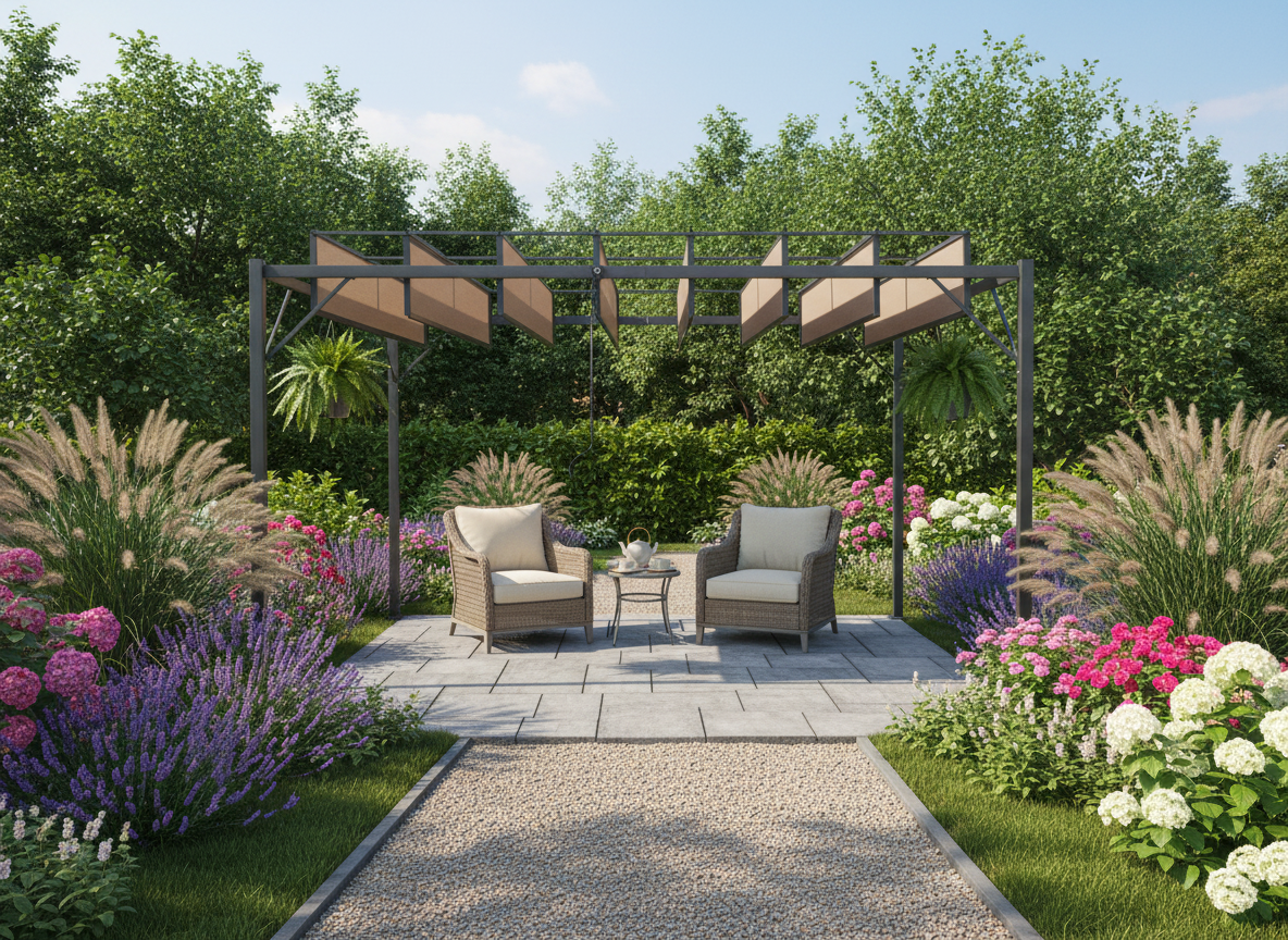 PERGOLA OGRODOWA Z RUCHOMYMI LAMELAMI Z POLIWĘGLANU 3 x 4 M BRĄZOWA - obrazek 5