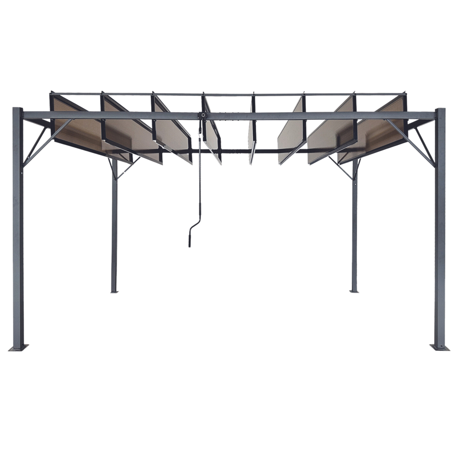 PERGOLA OGRODOWA Z RUCHOMYMI LAMELAMI Z POLIWĘGLANU 3 x 4 M BRĄZOWA - obrazek 2
