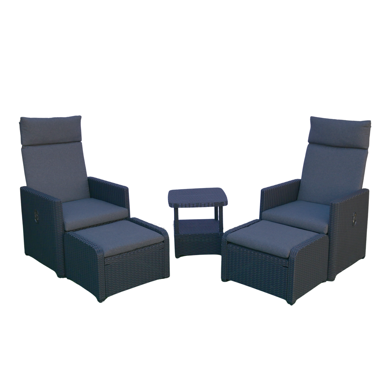 ZESTAW MEBLI OGRODOWYCH - ANTRACYT (2 ROZKŁADANE FOTELE, STOLIK, 2 PODNÓŻKI) - obrazek 4