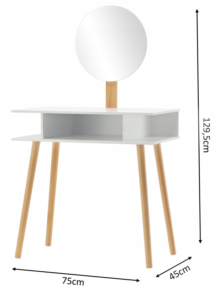 TOALETKA DO WIZAŻU BIAŁA RETRO Z OKRĄGŁYM LUSTREM + TABORET *5803 - obrazek 12