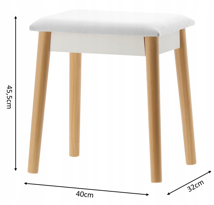 TOALETKA DO WIZAŻU BIAŁA RETRO Z OKRĄGŁYM LUSTREM + TABORET *5803 - obrazek 13
