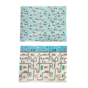 DWUSTRONNA MATA EDUKACYJNA 180x200x1 CM SKŁADANA NIEBIESKI-SAMOCHODY + TORBA *4343