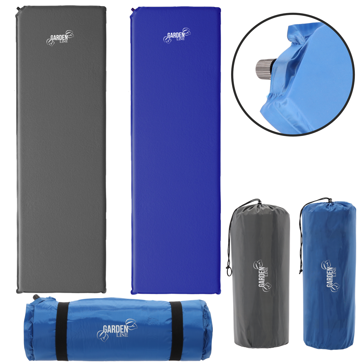 MATA TURYSTYCZNA SAMOPOMPUJĄCA 180 x 50 x 5 CM 1200 G CIEMNA NIEBIESKA / SZARA